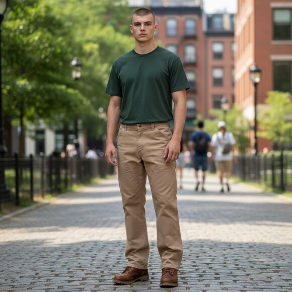 Men's Wrangler Cargo Carpenter Pants Stretch Relaxed Fit Brown Tech Pocket 38/32 - Picture 1 of 5